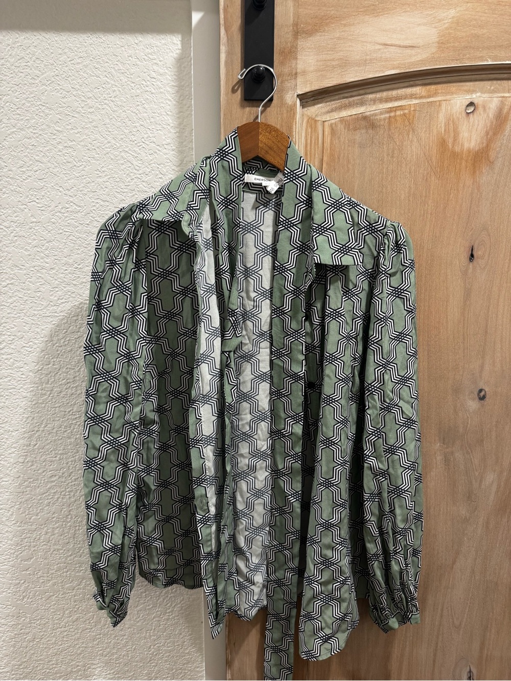 Emerson Fry Geometric Button Up Shirt with Tie